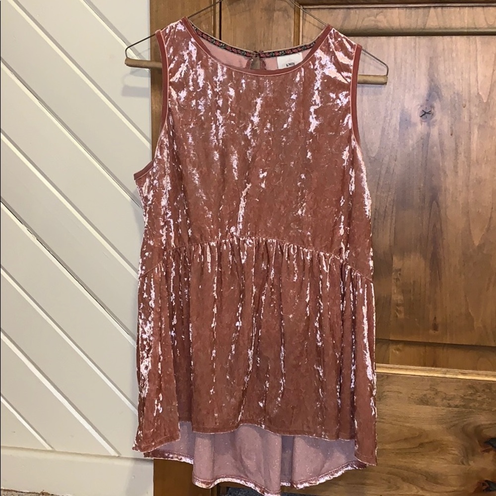 Crushed pink velvet top